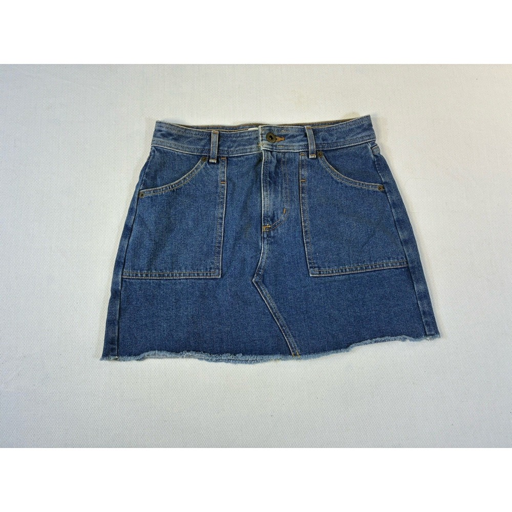 Jack Wills Denim Mini Skirt Womens US 0 Blue Raw Hem Frayed Turkey